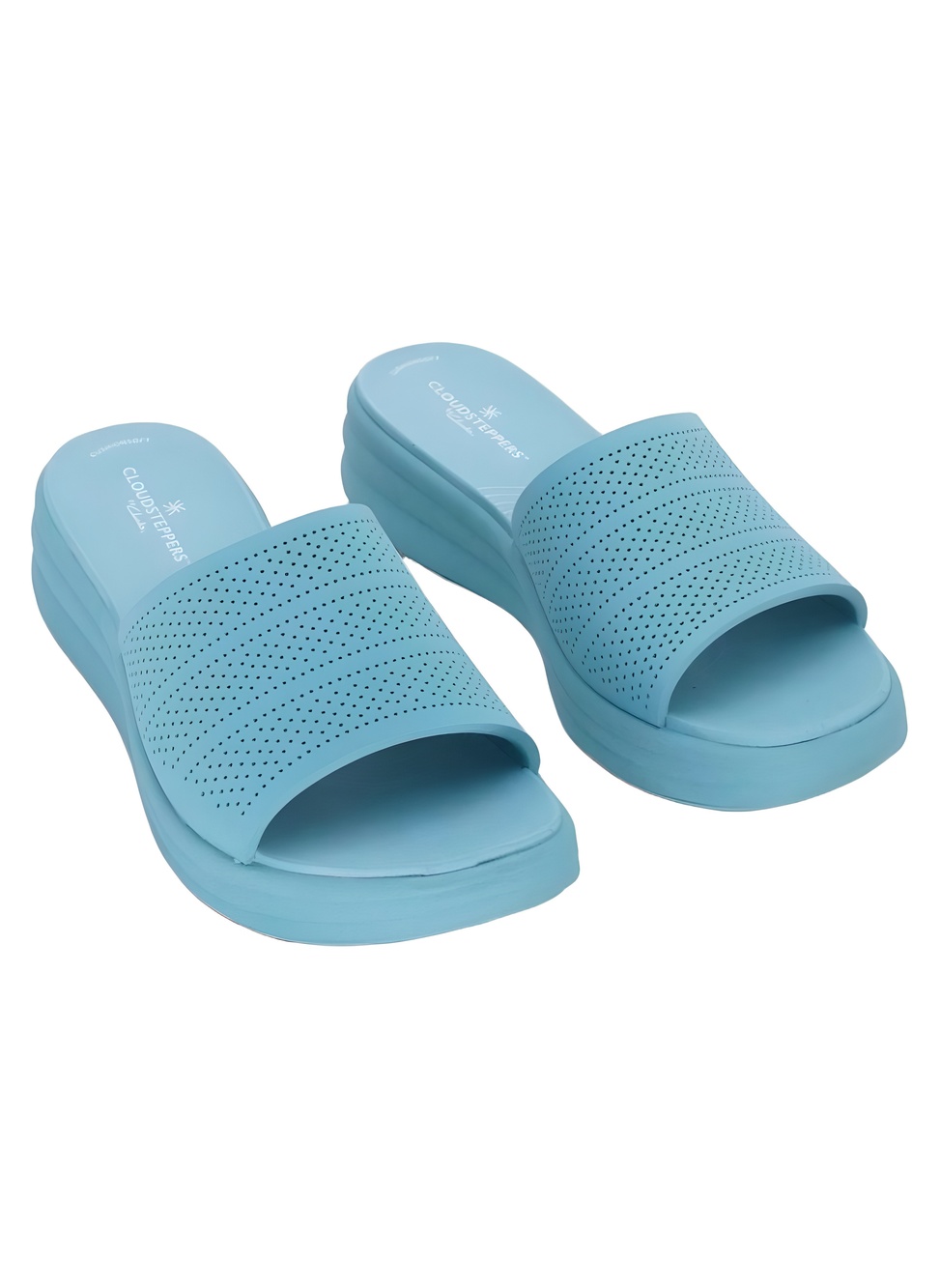 Clarks Cloudsteppers Drift Twist Bright Blue Slide Sandals Size 8M